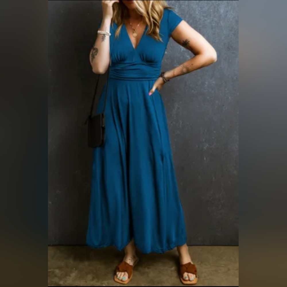 Peacock blue maxi dress